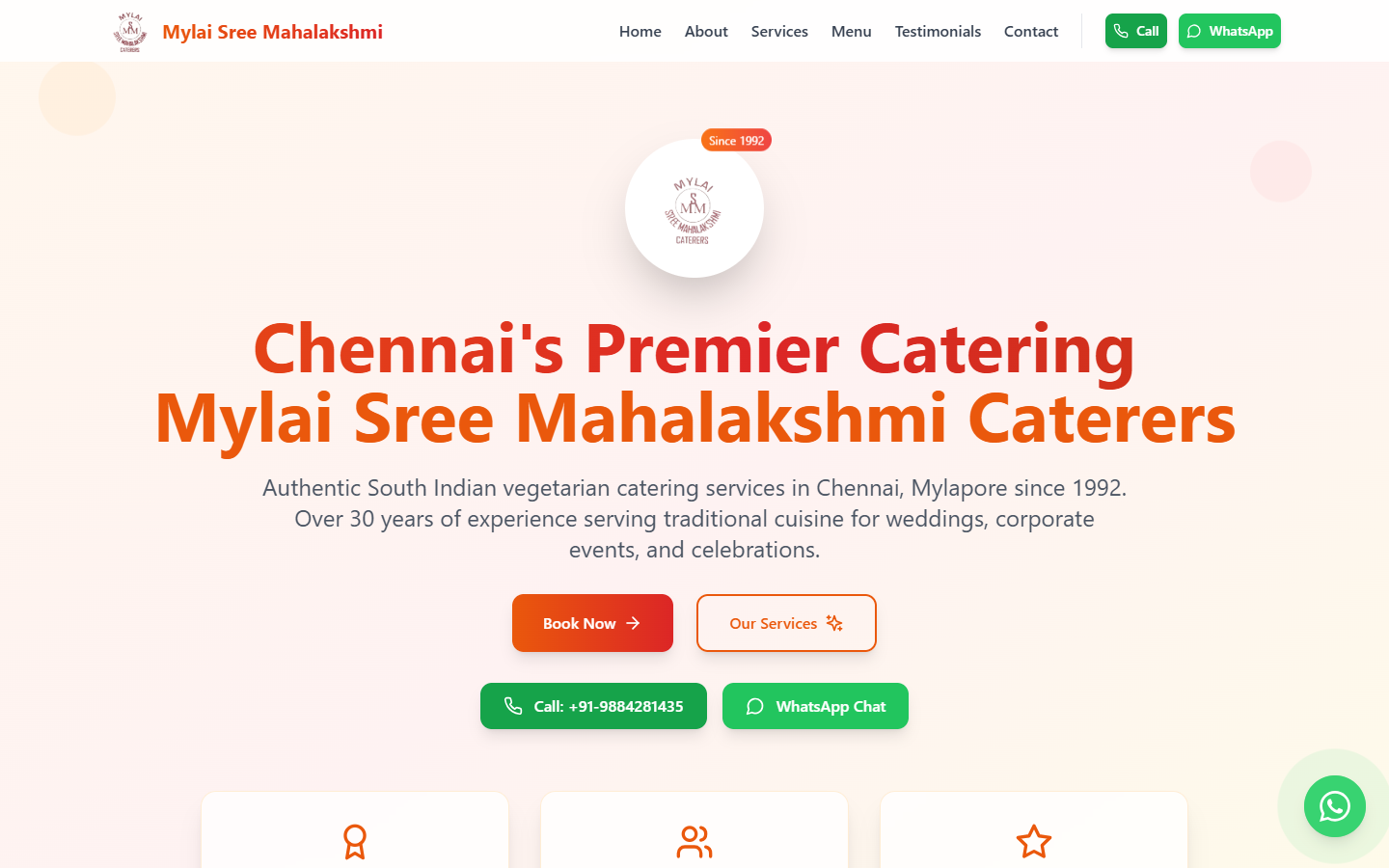 Mylai Sree Mahalakshmi Caterers website