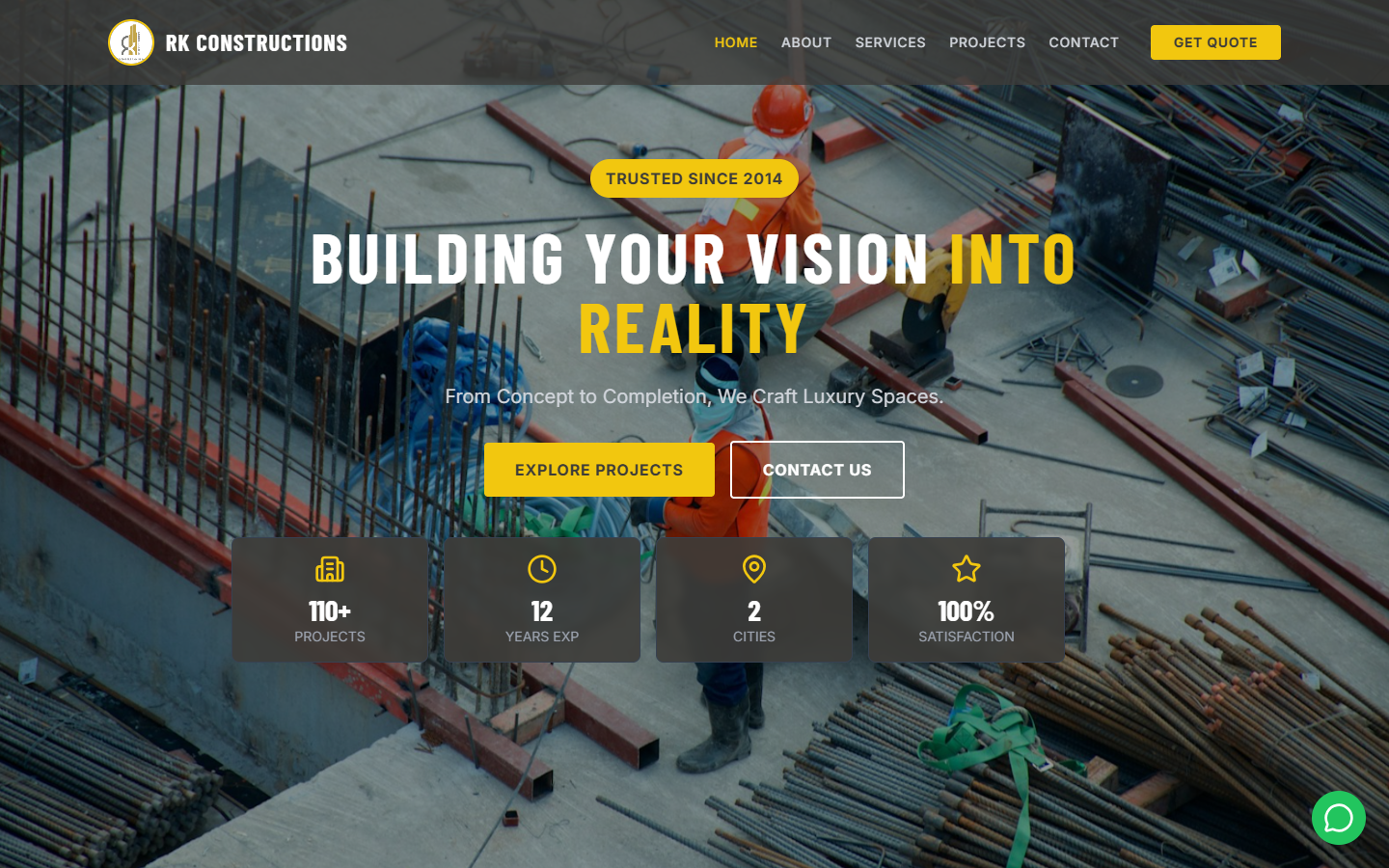RK Constructions website